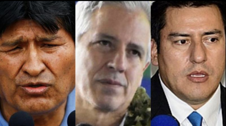 Evo Morales, Álvaro García Linera y Javier Zabaleta.