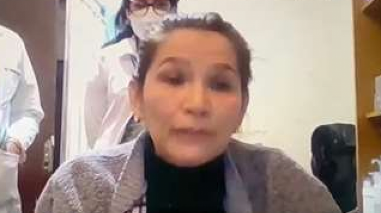 Jeanine Añez en audiencia. Foto: Captura de audiencia virtual