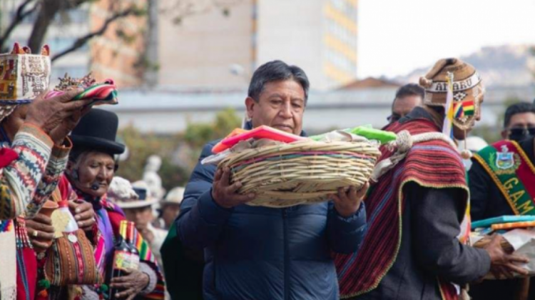 David Choquehuanca en el lanzamiento del Año Nuevo Andino, Amazónico y Chaqueño.Foto: Vicepresidencia.
