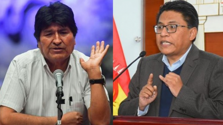 Evo Morales y el ministro de Justicia, Iván Lima. Foto: Composición