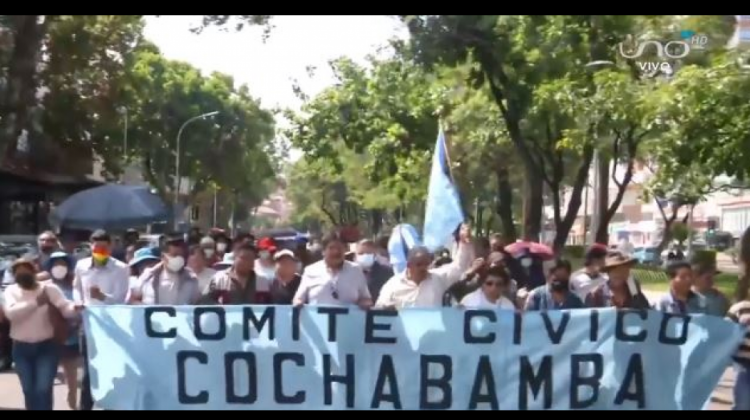 Movilización del Comité Cívico en Cochabamba. Foto: Captura de video.