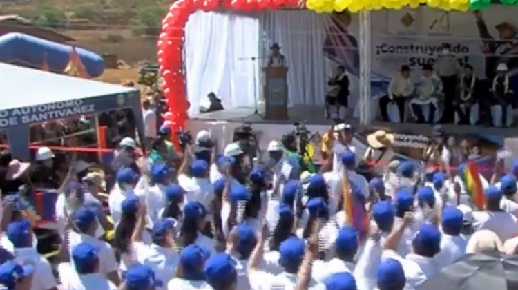 El acto en el municipio de Santivañez. Foto: Captura video