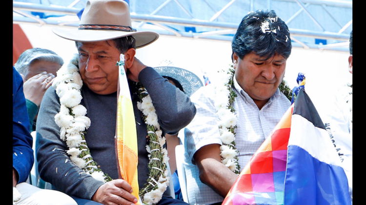 El vicepresidente, David Choquehuanca y el líder del MAS, Evo Morales. Foto: Internet