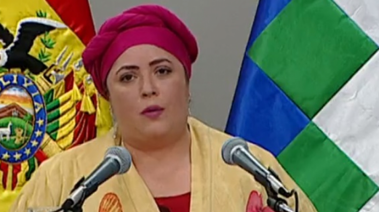 Ministra de la Presidencia, María Nela Prada. Foto: Captura video