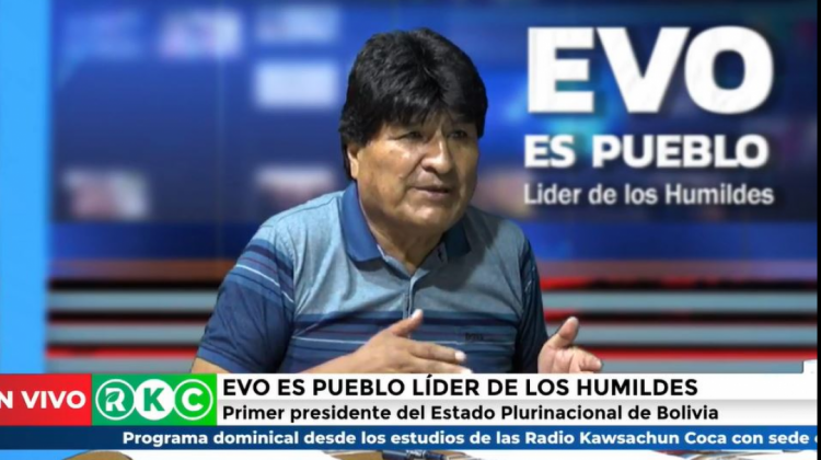 Evo Morales en su programa dominical. Foto: Captura video