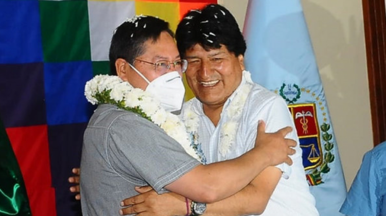Luis Arce y Evo Morales. Foto: Opinión/Noé Portugal