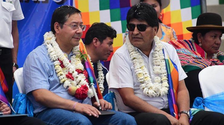 El presidente Luis Arce y el jefe del MAS, Evo Morales. Foto: Los Tiempos
