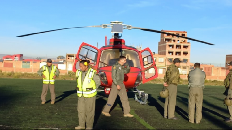 Helicóptero del Ministerio de Gobierno para el patrullaje aéreo en El Alto. Foto: Internet. Video: ANF.