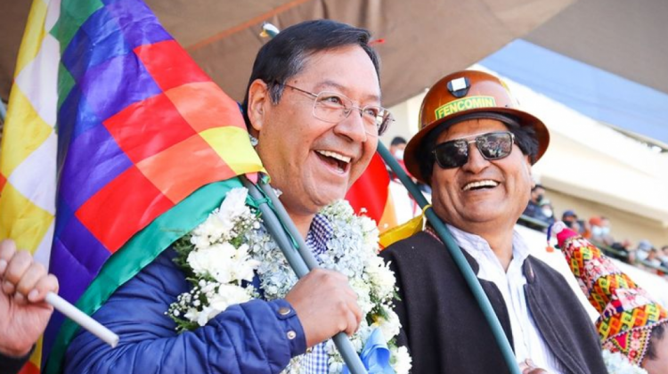 El presidente Luis Arce junto al líder del MAS Evo Morales. Foto: ABI