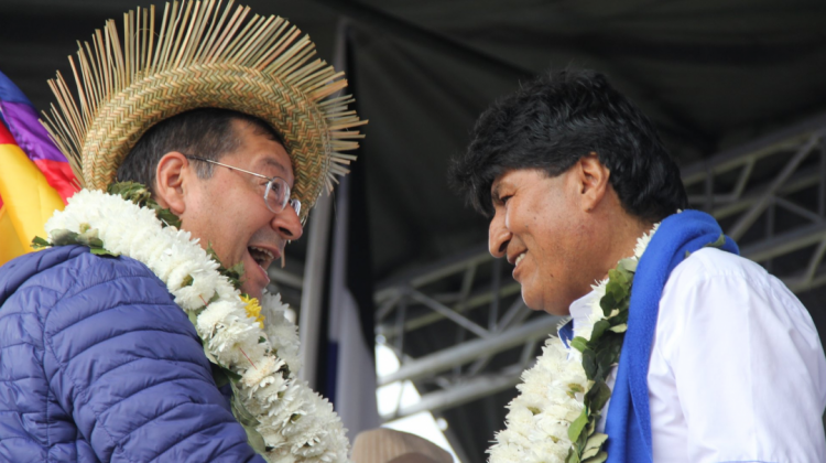 El presidente Luis Arce y Evo Morales. Foto: Twitter Evo Morales Ayma