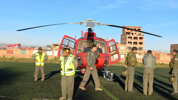 Helicóptero del Ministerio de Gobierno para el patrullaje aéreo en El Alto
