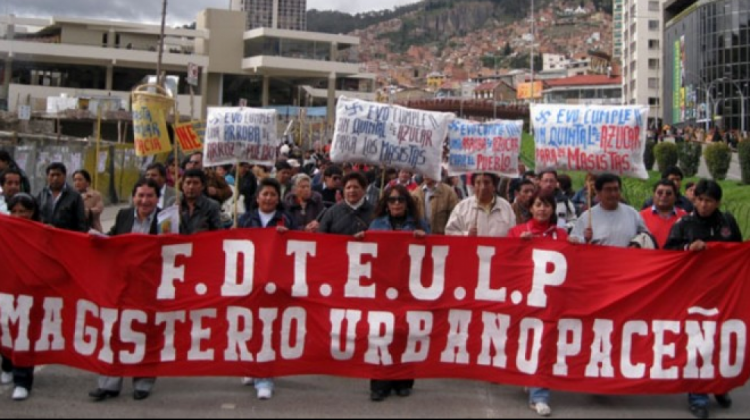 Una pasada marcha del Magisterio Urbano de La Paz. Foto: ANF.