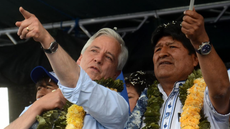 Los exmandatarios García Linera y Morales. Foto: La Razón