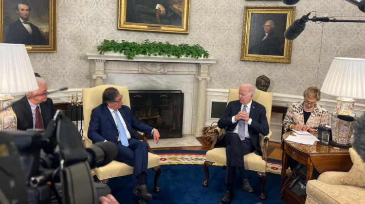 La reunión de Gustavo Petro, presidente de Colombia, y su homólogo estadounidense Joe Biden.  Foto: El Tiempo