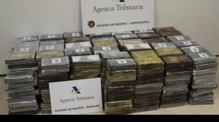 Los casi 500 kilos de cocaína incautada por Aduna de España en febrero. Foto: Internet.