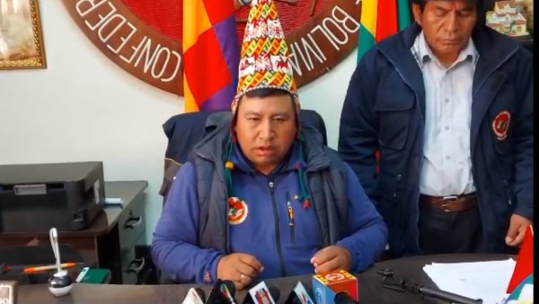 El secretario ejecutivo de la Confederación Sindical Única de Trabajadores Campesinos de Bolivia (Csutcb), Eber Rojas. Foto: ANF