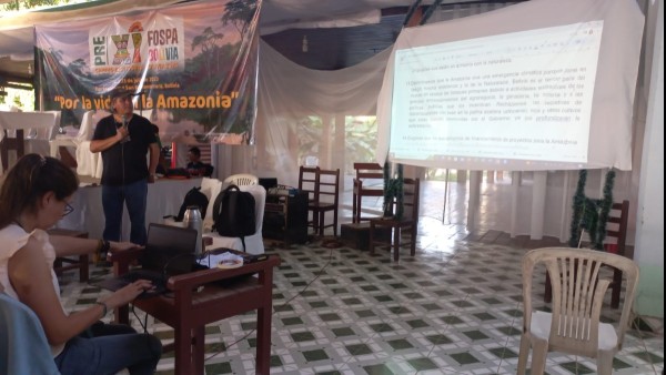 Lectura de las conclusiones del Pre Foro Social Panamazónico (Pre Fospa) 2023. Foto: ANF
