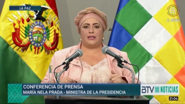 Ministra de la Presidencia, María Nela Prada. Foto: Captura video.