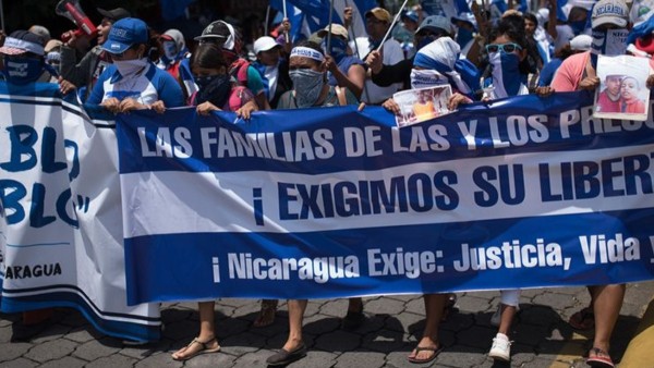 Protestas en Nicaragua en apoyo a los presos políticos.