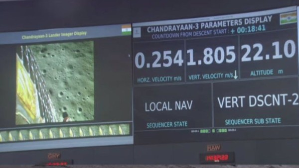 Aproximación final de Chandrayaan 3 al polo sur de la Luna.   Foto: ISRO