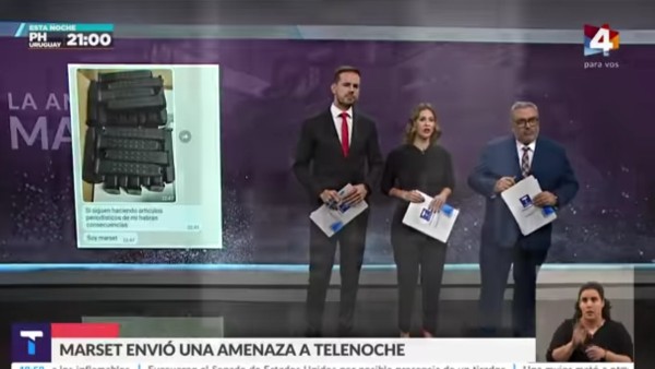 Periodistas de Telenoche denunciando que recibieron el mismo mensaje que los periodistas bolivianos