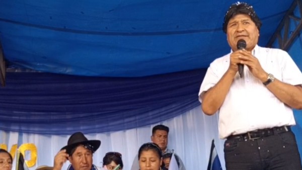 El expresidente Evo Morales en Arani. Foto: Captura