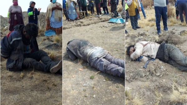 Presuntos avasalladores con capturados por vecinos en El Alto. Foto: ANF