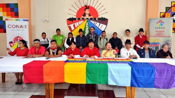 Dirigentes de la Confederación de Nacionalidades Indígenas del Ecuador (Conaie).