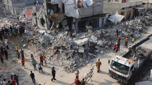 Edificios destruidos tras bombardeos en la Franja de Gaza.