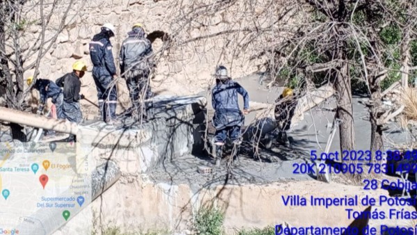 Imágenes del derrame de desechos de la actividad minera en Potosí. Foto: El Potosí
