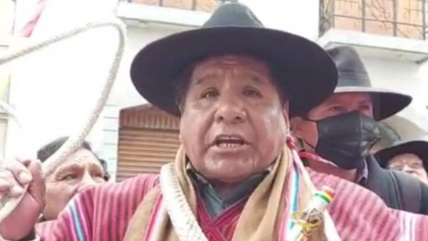 Luciano Marca, dirigente de la Federación Departamental de Campesinos Túpac Katari. Foto: captura de vídeo