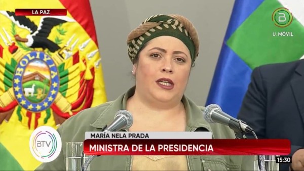 Ministra de la Presidencia, María Nela Prada. Foto: Captura