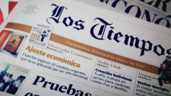 Una portada de Los Tiempos en papel. Foto: Archivo