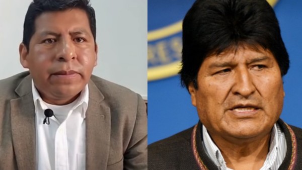 El vocal Tahuichi y Evo Morales.