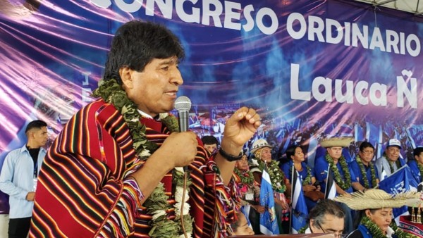 Evo Morales en el congreso de LAuca Ñ. Foto: La Razón