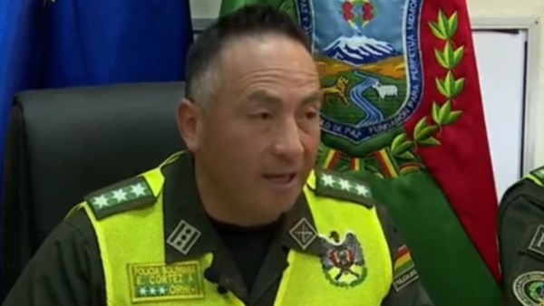 Comandante departamental de la Policía de La Paz, Edgar Cortez.