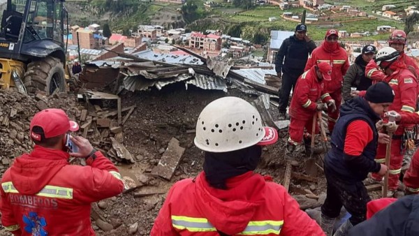 El municipio de Achocalla fue afectado por una mazamorra. Foto: Policía Boliviana
