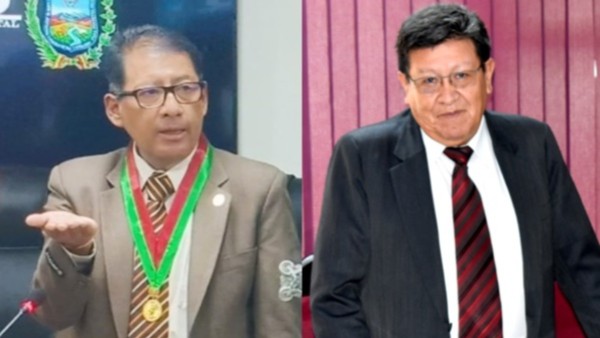 os presidentes de los Tribunales Departamentales de Justicia (TDJ) de La Paz y Oruro, Henry Sánchez y Hernán Ocaña.