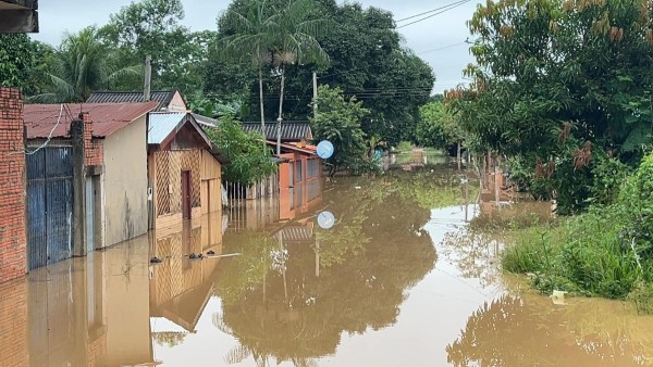 Zonas de Cobija inundadas por el desborde del río Acre. Foto: Cobija City