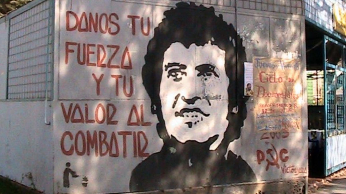 Un mural del cantautor y activista chileno Víctor Jara.