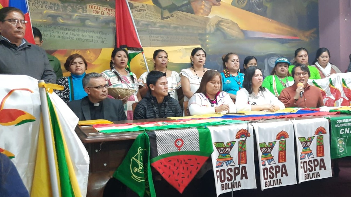 Las organizaciones en la conferencia de prensa en La Paz. Foto. ANF
