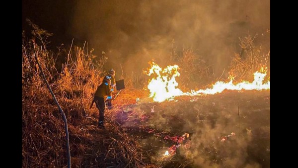 Rescatistas luchan contra el fuego en San Rafael, Santa Cruz. Foto: Gobernación de Santa Cruz.