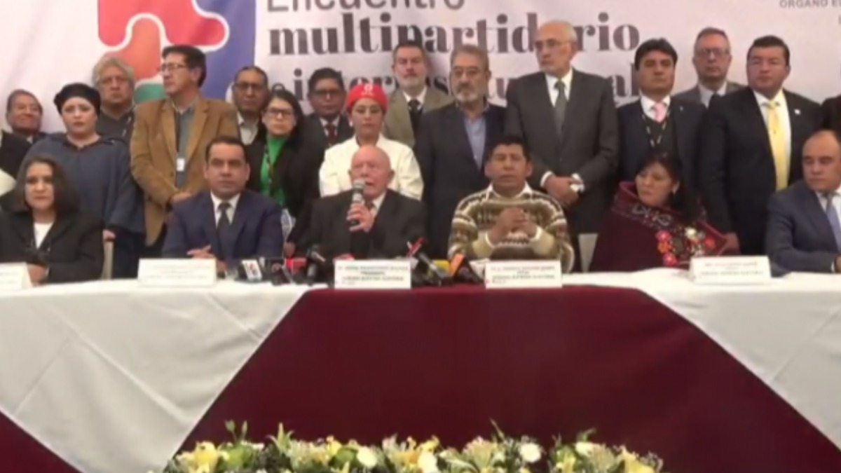 Encuentro multipartidario donde se definió suspender las elecciones primarias. Foto: Captura