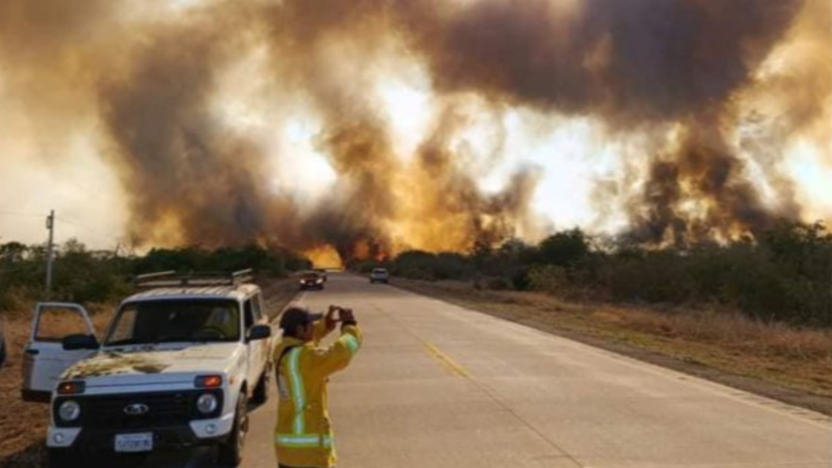 Incendio de magnitud en Roboré- Santa Cruz. Foto: Captura