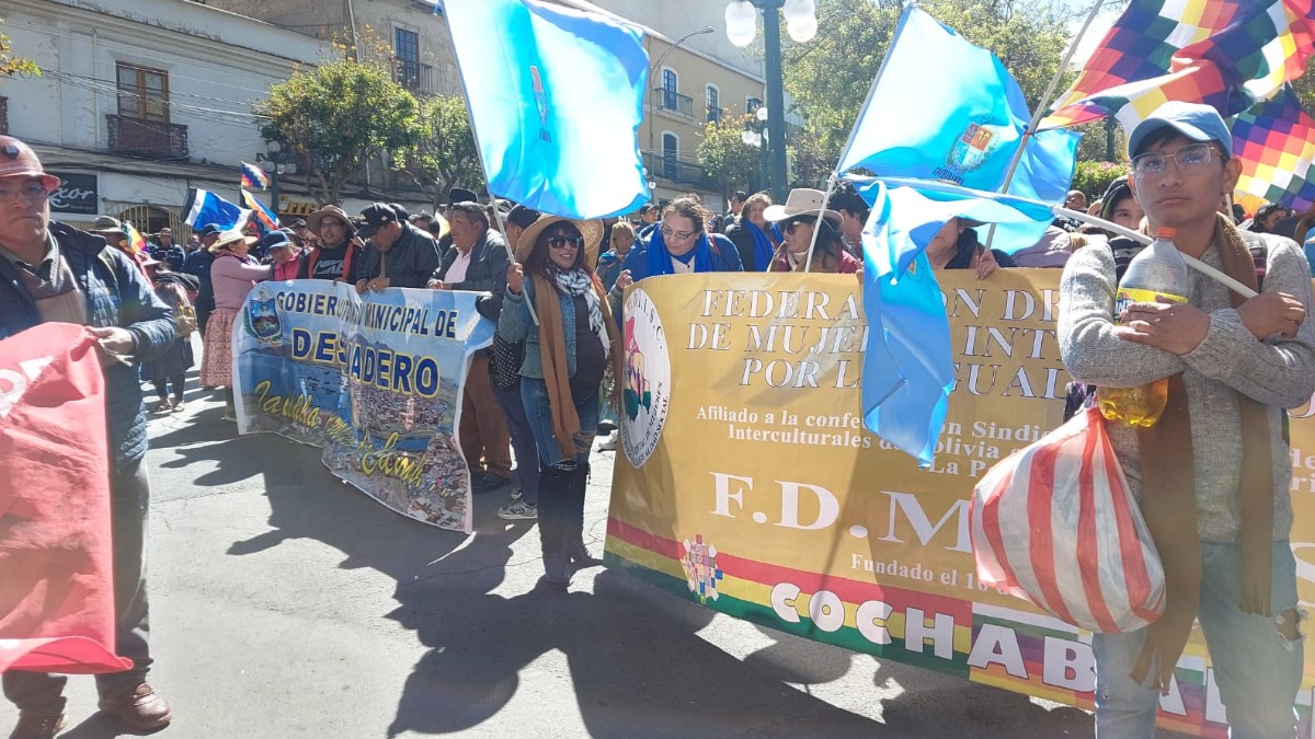 Marchistas cuando llegaron a la Plaza Murillo. Foto: ANF