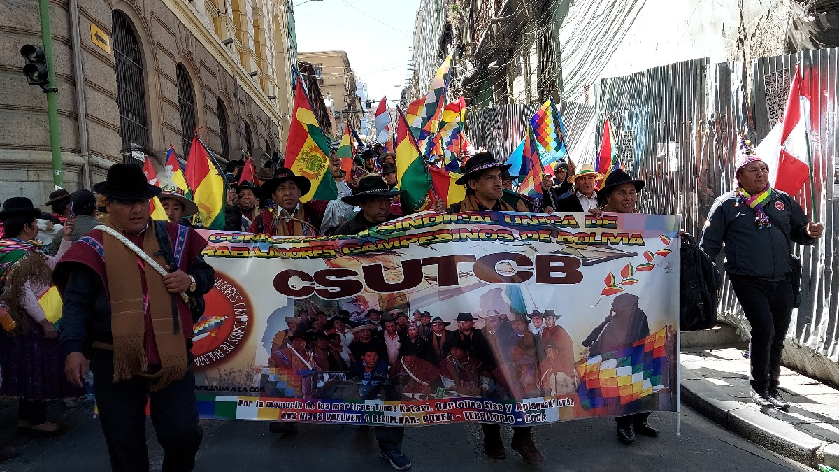 Parte de la marcha que llegó a la Plaza Murillo de La Paz. Foto: ANF