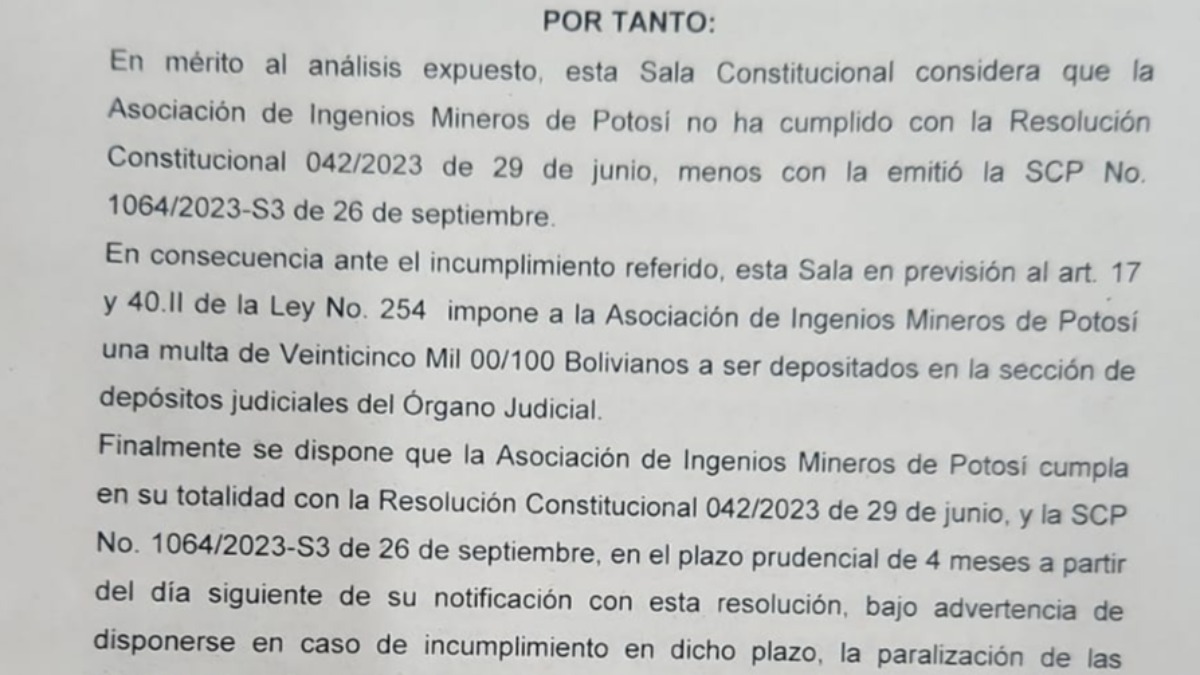 Resolución de la Sala Constitucional. Foto: captura de imagen