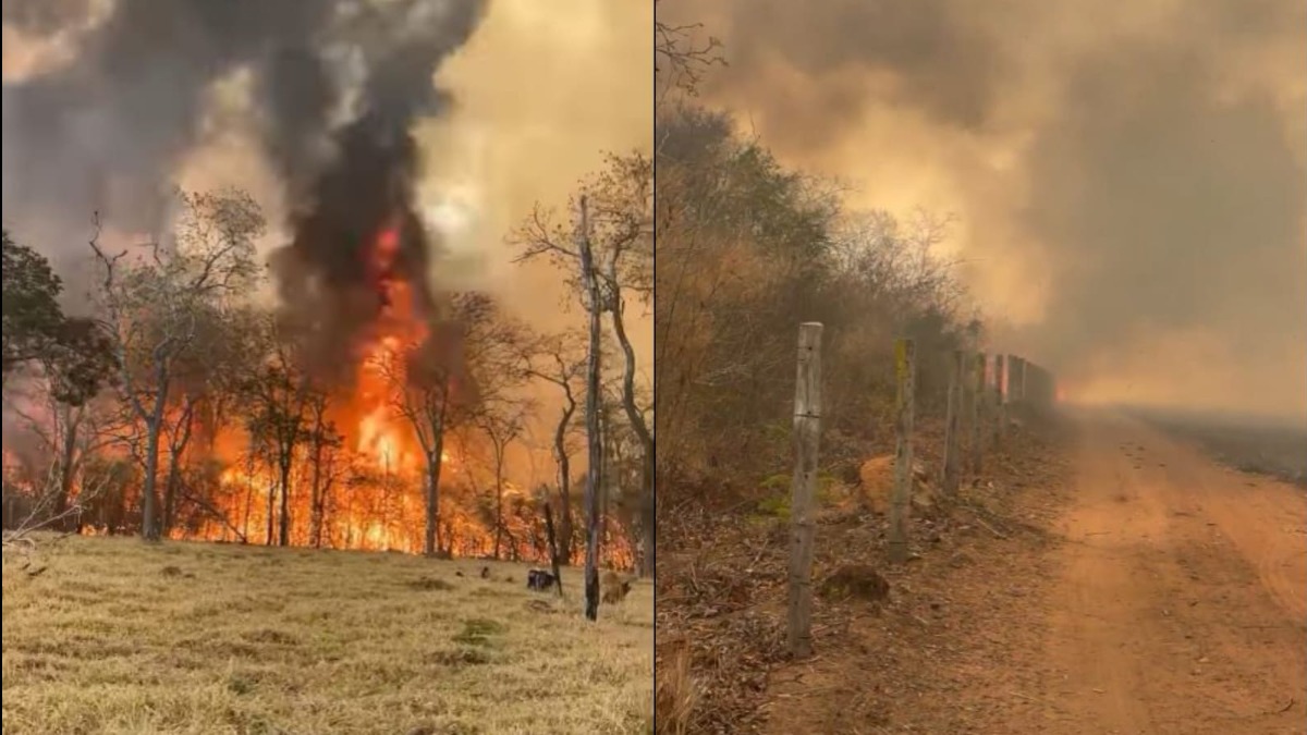 El incendio en Santa Ana de Velasco está cerca de la comunidad. Foto: Captura