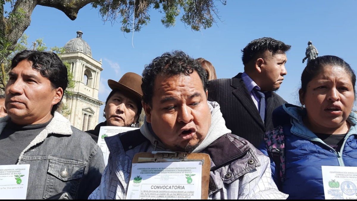 Gonzales junto a otros dirigentes anuncian su marcha para este miércoles. Foto: ANF/