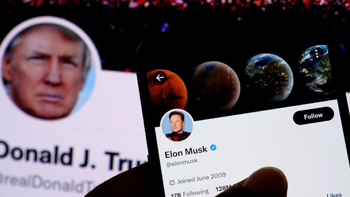 Las cuentas de X de Donald Trump y Elon Musk.